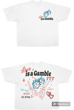 Load image into Gallery viewer, #Love is a gamble oversized white T-shirt